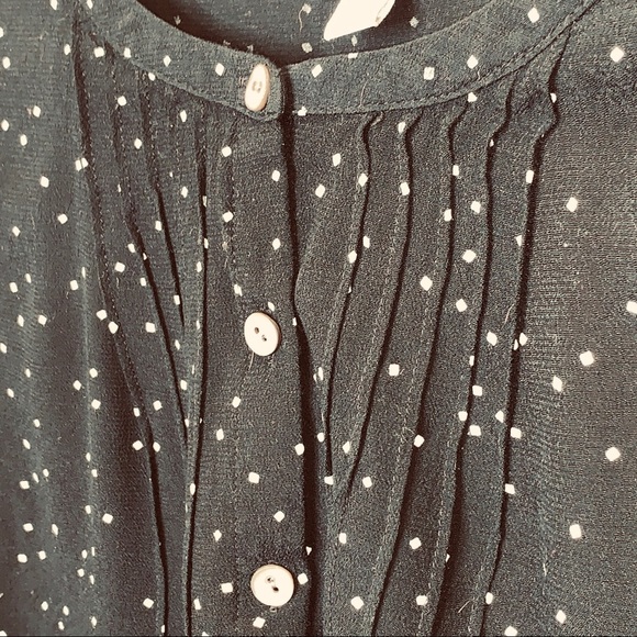 J.Jill Pintuck Black White Square Dot Tunic Blouse - Picture 2 of 5